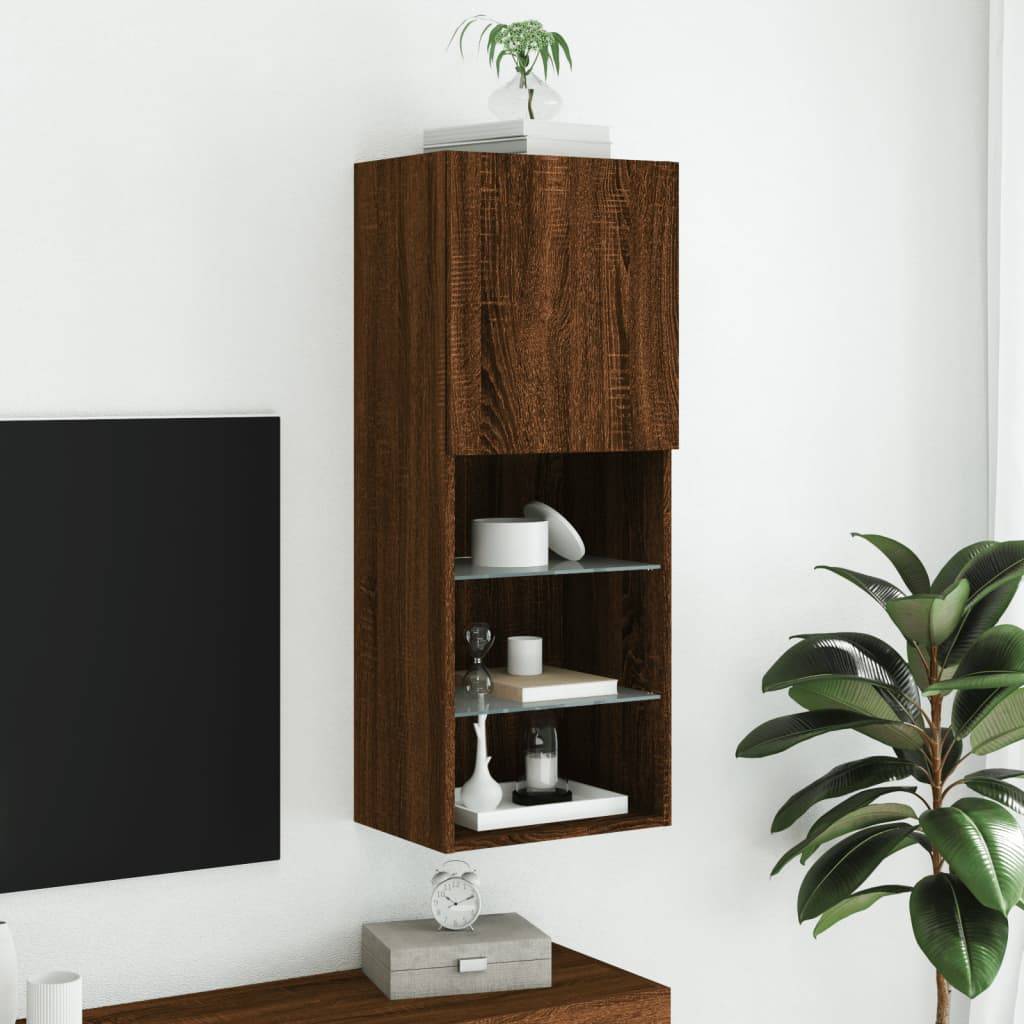 vidaXL TV-Schrank mit LED-Leuchten Braun Eichen-Optik 40,5x30x102 cm