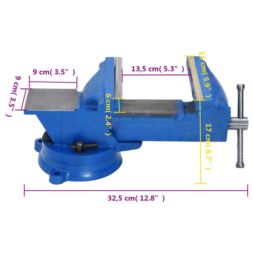 vidaXL Schraubstock Blau 150 mm Gusseisen