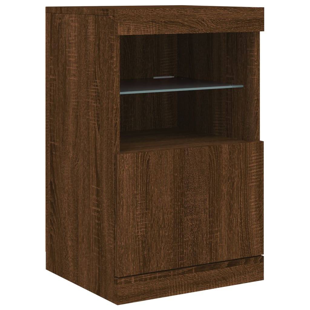 vidaXL Sideboard mit LED-Leuchten Braun Eichen-Optik 41x37x67 cm