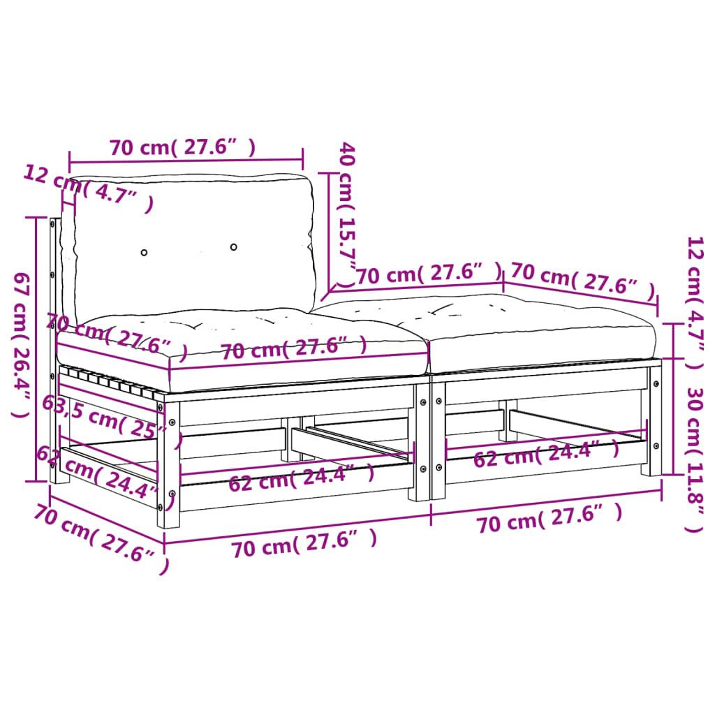 vidaXL Gartensofa ohne Armlehnen mit Kissen und Hocker