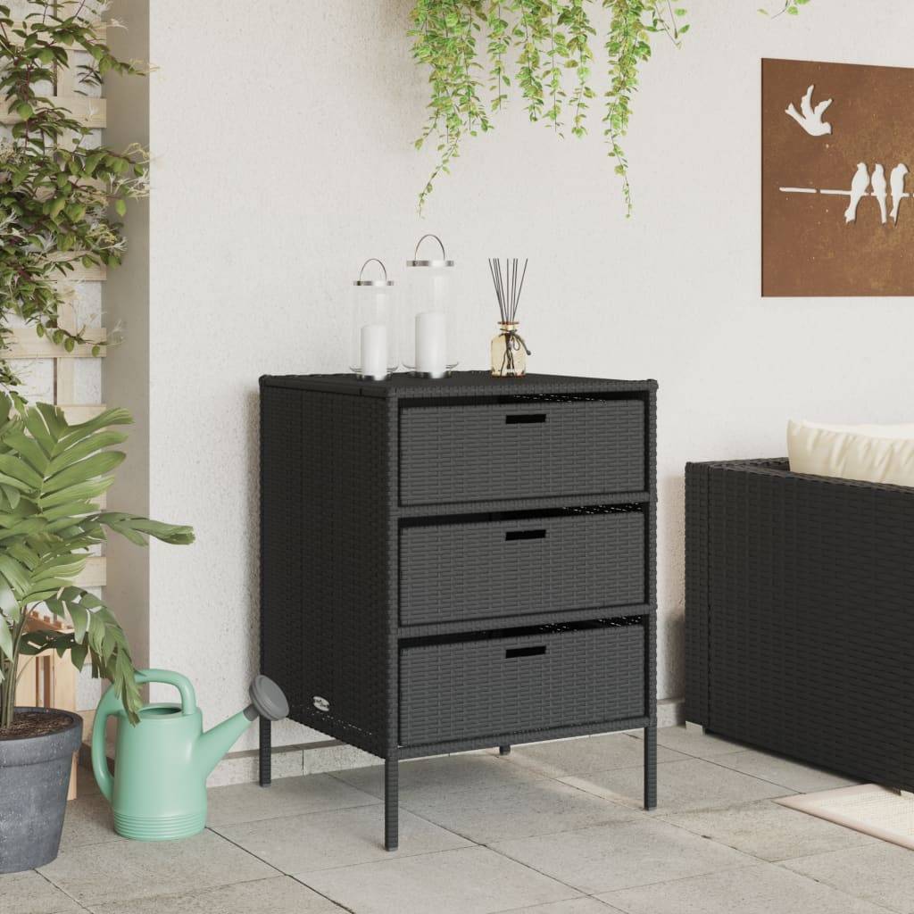 vidaXL Gartenschrank Schwarz 55x59x80 cm Poly Rattan