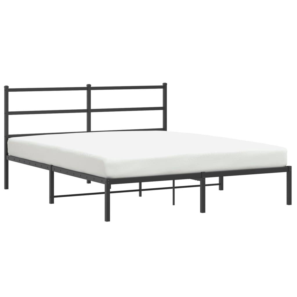 vidaXL Bettgestell mit Kopfteil Metall Schwarz 160x200 cm