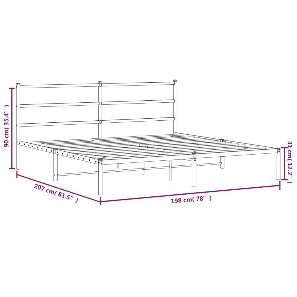 vidaXL Bettgestell mit Kopfteil Metall Schwarz 193x203 cm