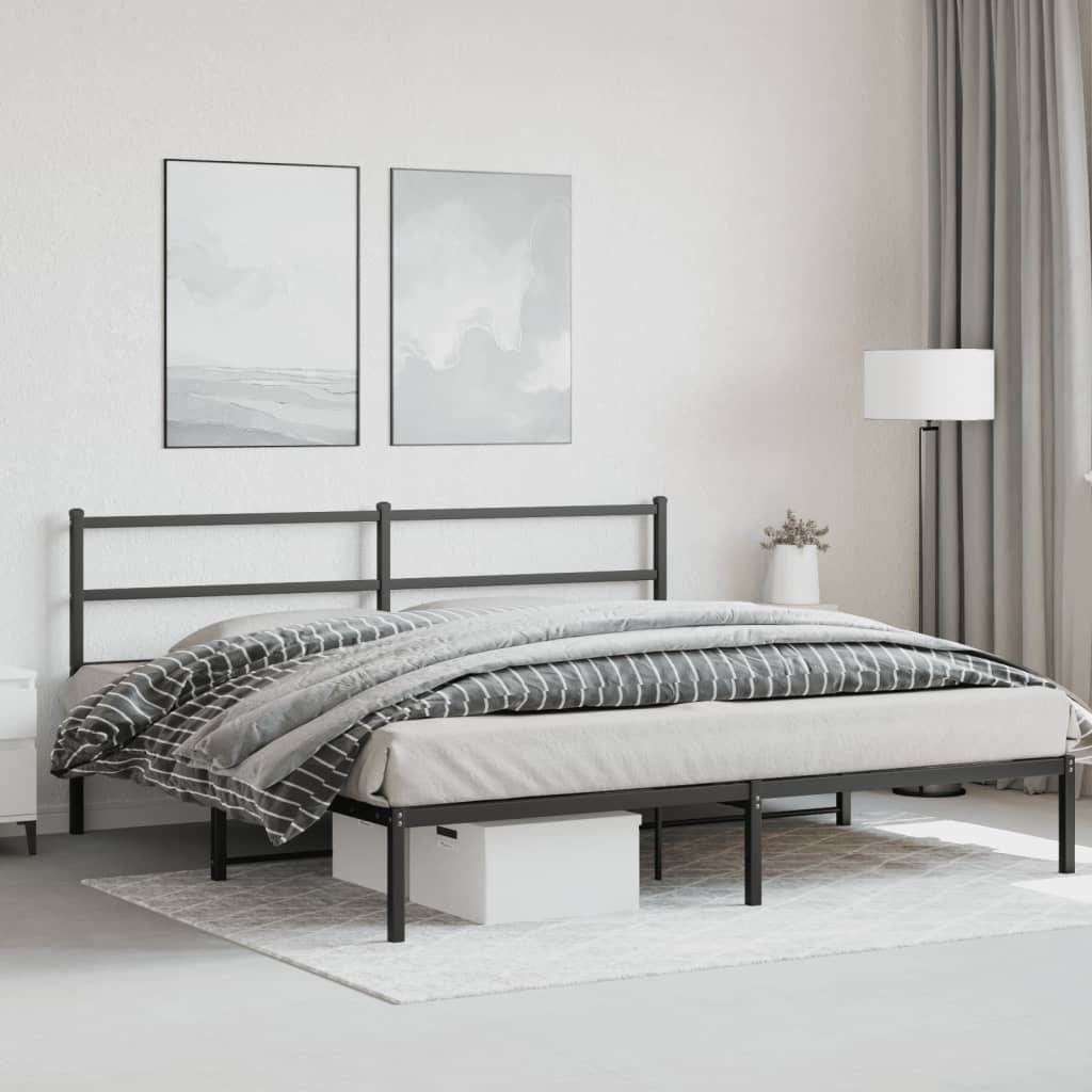 vidaXL Bettgestell mit Kopfteil Metall Schwarz 193x203 cm