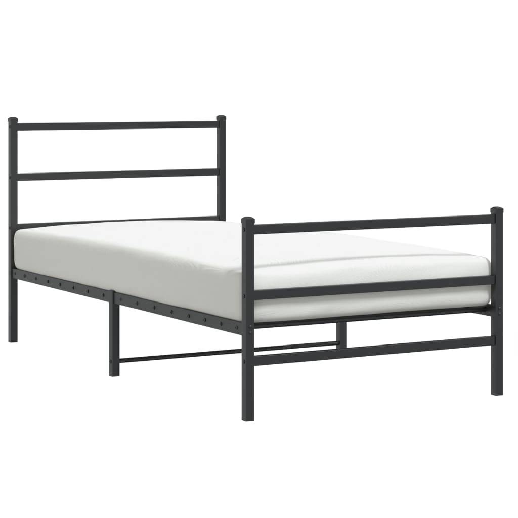 vidaXL Bettgestell mit Kopf- und Fußteil Metall Schwarz 100x200 cm