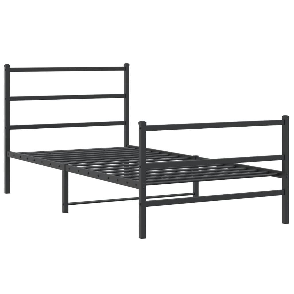 vidaXL Bettgestell mit Kopf- und Fußteil Metall Schwarz 100x200 cm