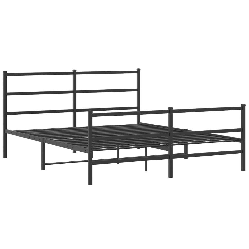 vidaXL Bettgestell mit Kopf- und Fußteil Metall Schwarz 160x200 cm