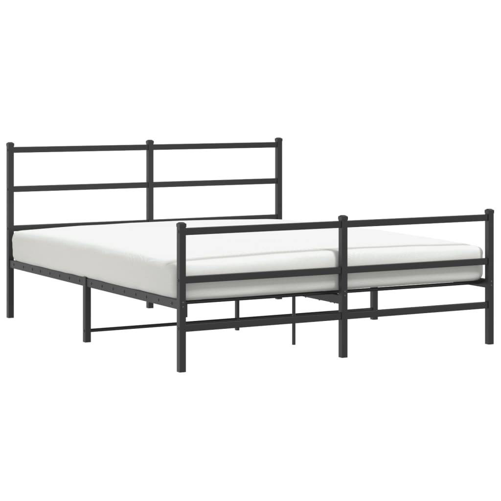 vidaXL Bettgestell mit Kopf- und Fußteil Metall Schwarz 160x200 cm