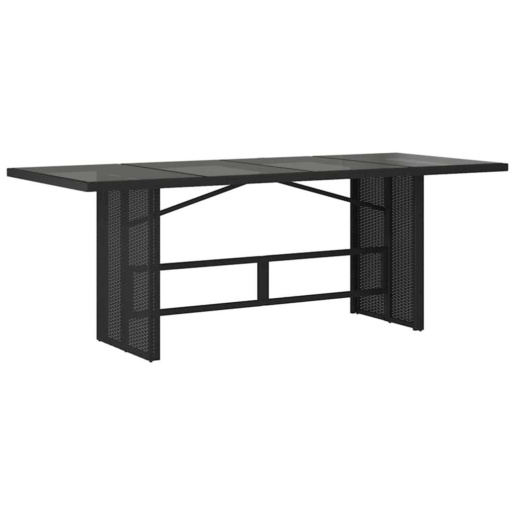 vidaXL Gartentisch mit Glasplatte Schwarz 190x80x74 cm Poly Rattan