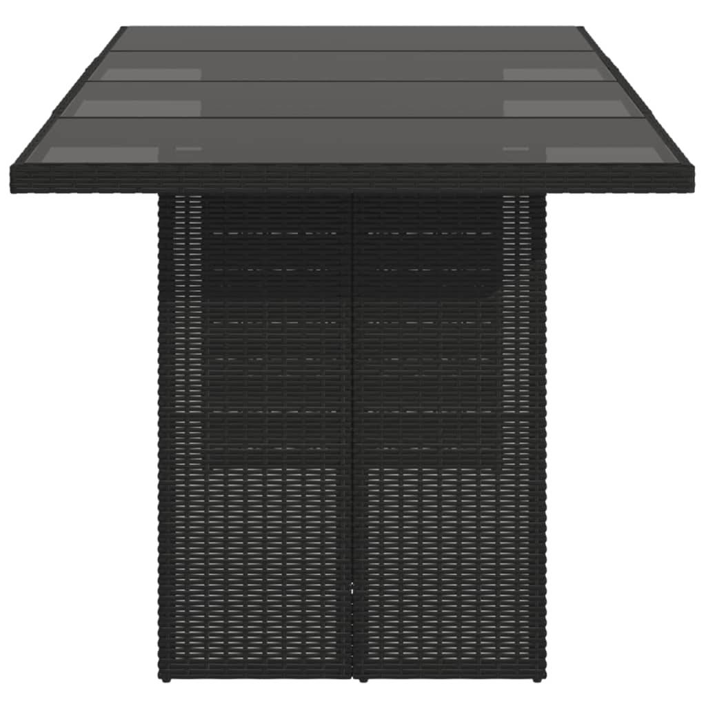 vidaXL Gartentisch mit Glasplatte Schwarz 190x80x74 cm Poly Rattan