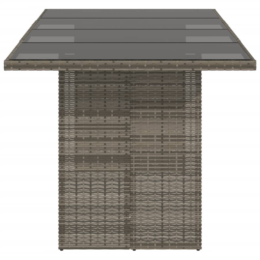 vidaXL Gartentisch mit Glasplatte Grau 190x80x74 cm Poly Rattan