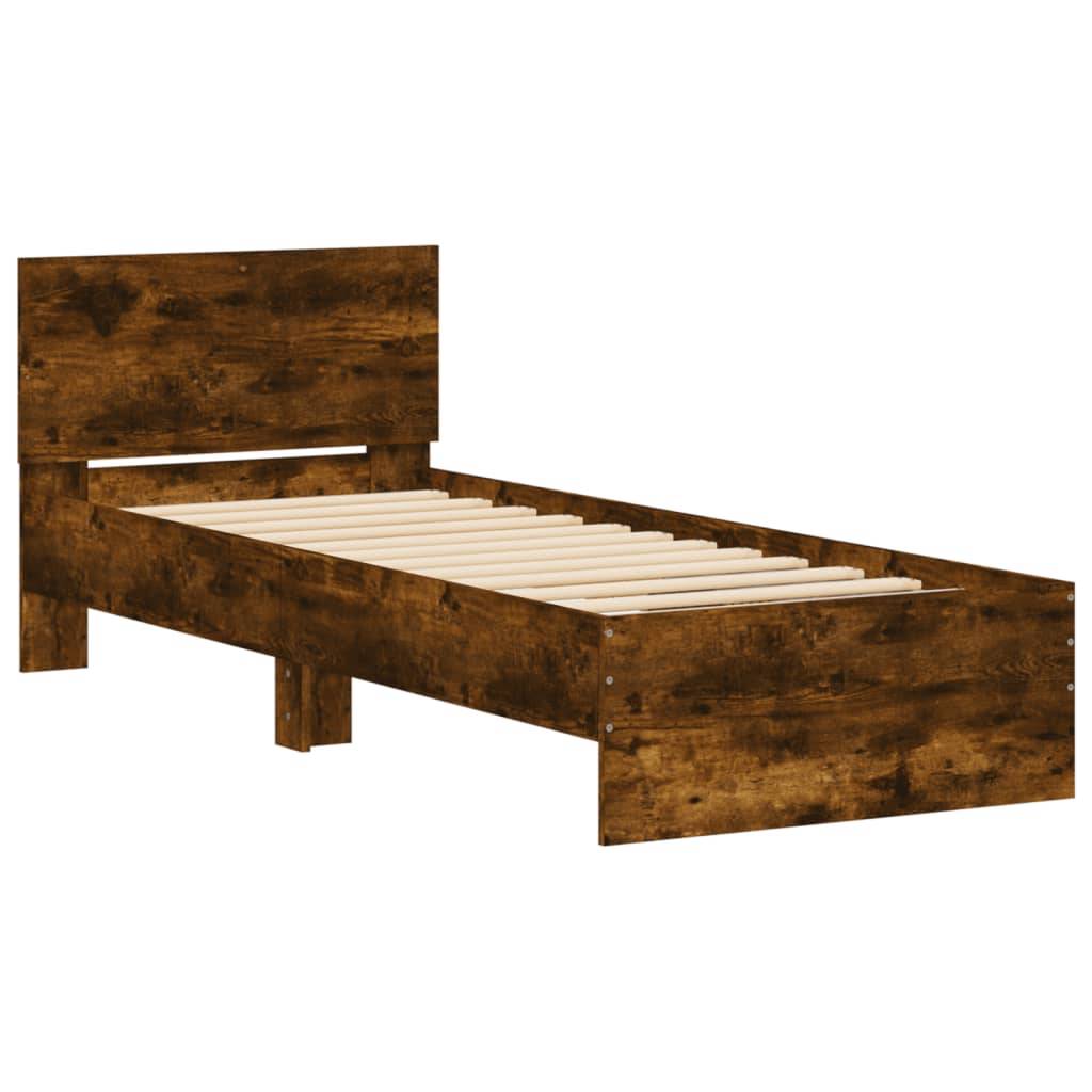 vidaXL Bettgestell mit Kopfteil Räuchereiche 90x200 cm Holzwerkstoff