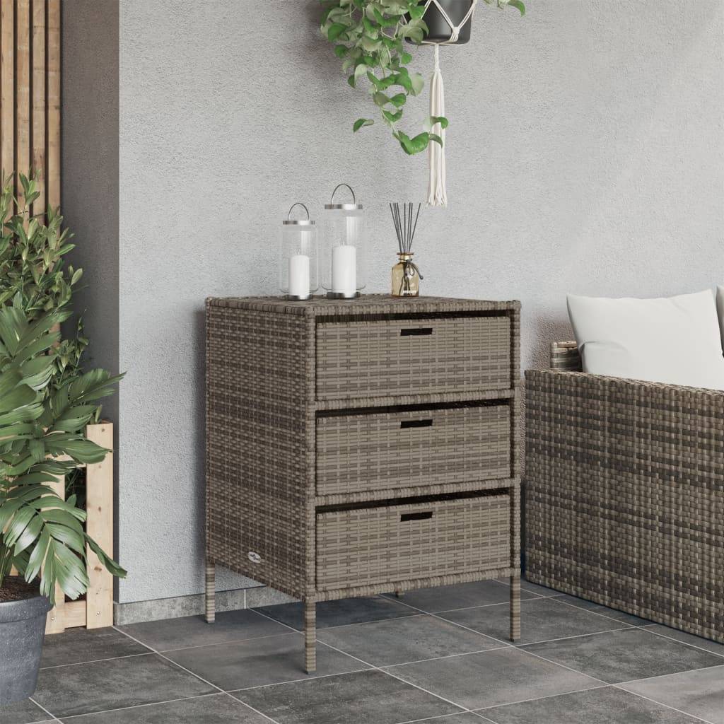 vidaXL Gartenschrank Grau 55x59x80 cm Poly Rattan