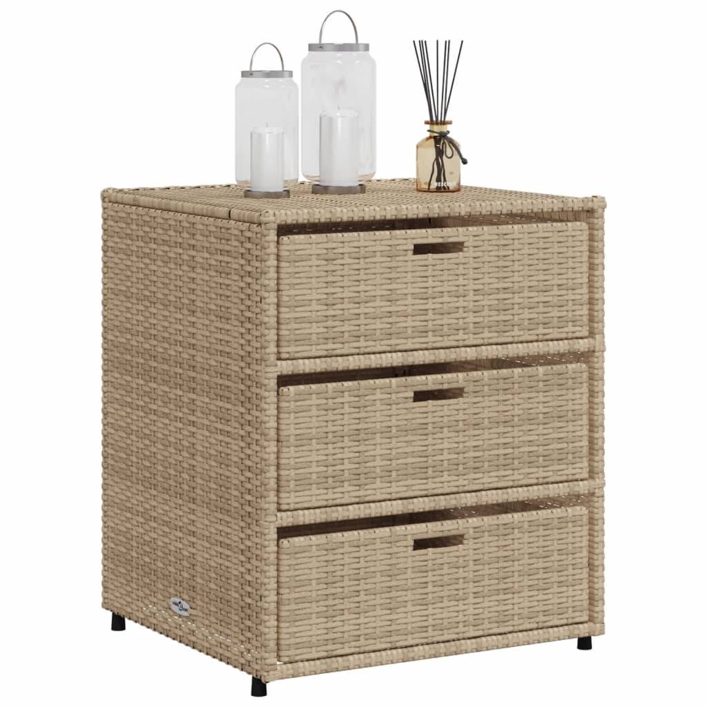 vidaXL Gartenschrank Beige 55x59x69 cm Poly Rattan