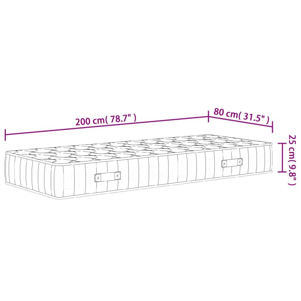 vidaXL Matratze Taschenfederkern Mittelfest 80x200 cm