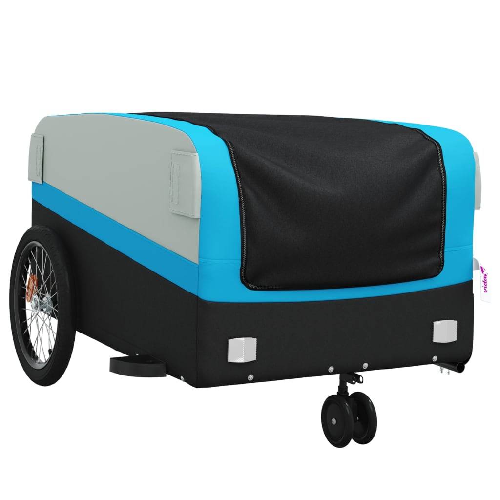 vidaXL Fahrradanhänger Schwarz und Blau 45 kg Eisen