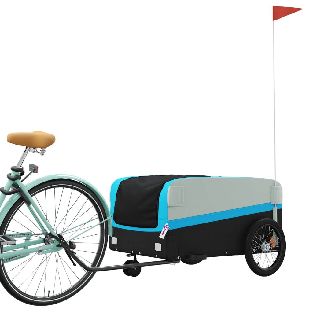 vidaXL Fahrradanhänger Schwarz und Blau 45 kg Eisen