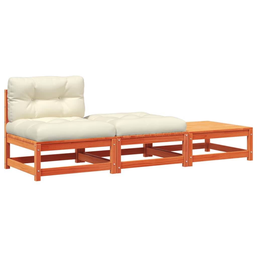 vidaXL Gartensofa ohne Armlehnen mit Kissen und Hockern