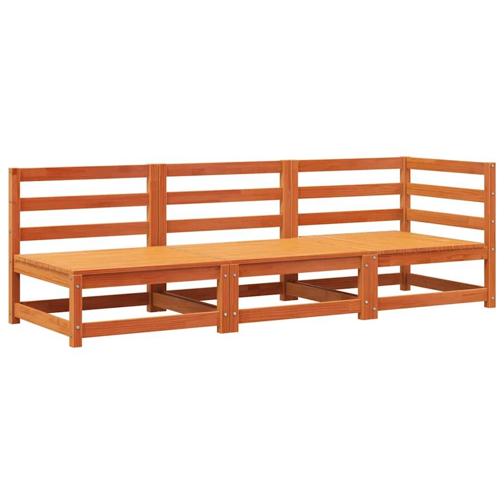 vidaXL Gartensofa 3-Sitzer Wachsbraun Massivholz Kiefer