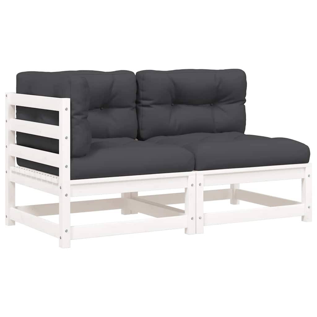 vidaXL Gartensofa mit Kissen 2-Sitzer Weiß Massivholz Kiefer