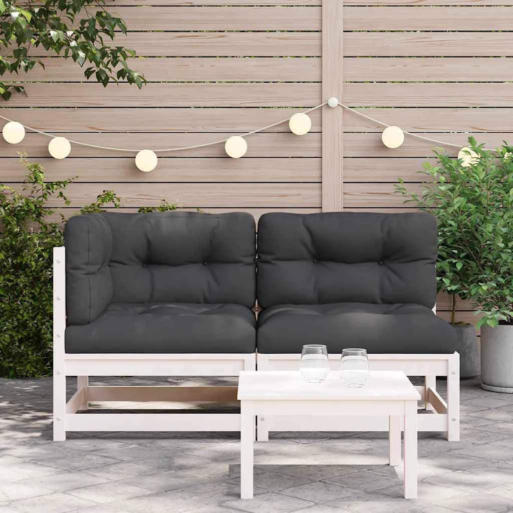 vidaXL Gartensofa mit Kissen 2-Sitzer Weiß Massivholz Kiefer