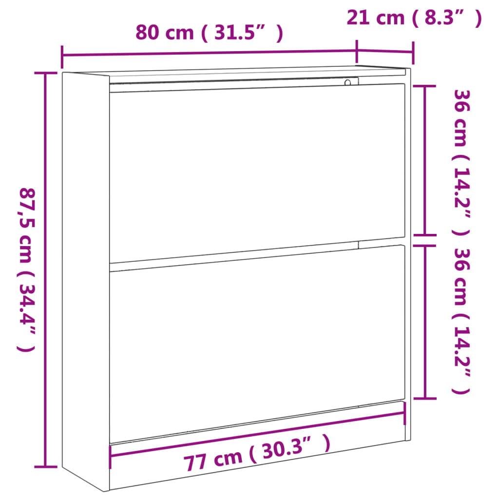 vidaXL Schuhschrank Betongrau 80x21x87,5 cm Holzwerkstoff
