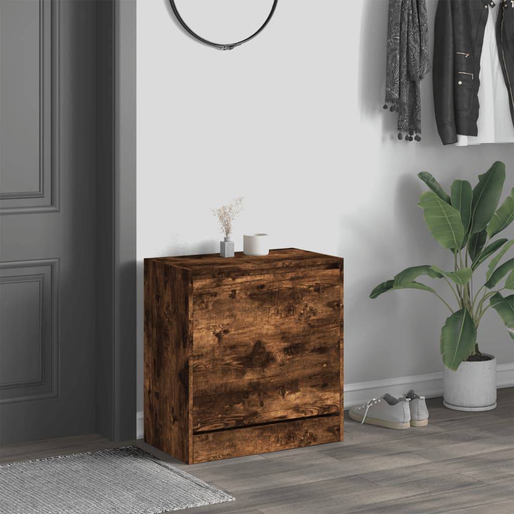 vidaXL Schuhschrank Räuchereiche 60x34x63,5 cm Holzwerkstoff