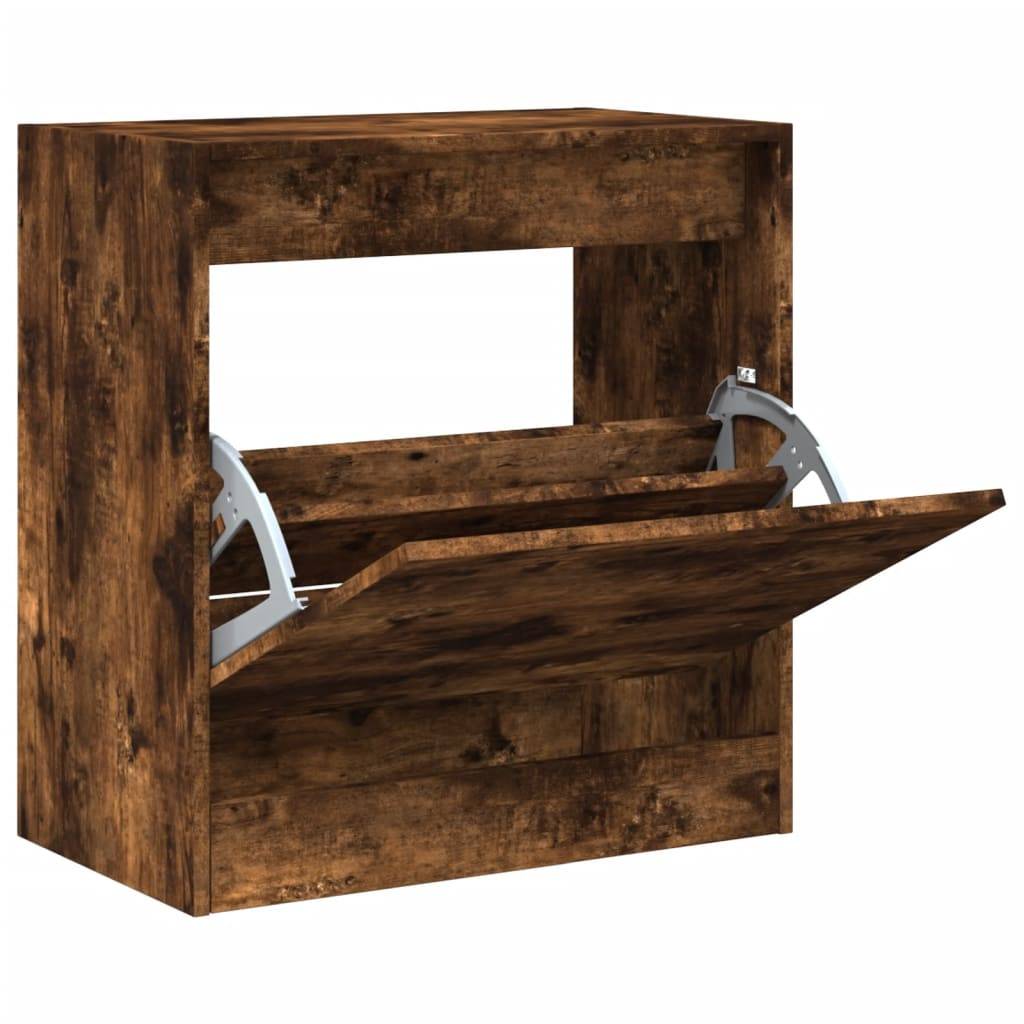 vidaXL Schuhschrank Räuchereiche 60x34x63,5 cm Holzwerkstoff