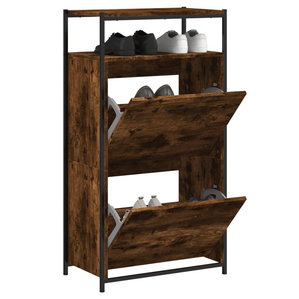 vidaXL Schuhschrank Räuchereiche 60x34x112 cm Holzwerkstoff