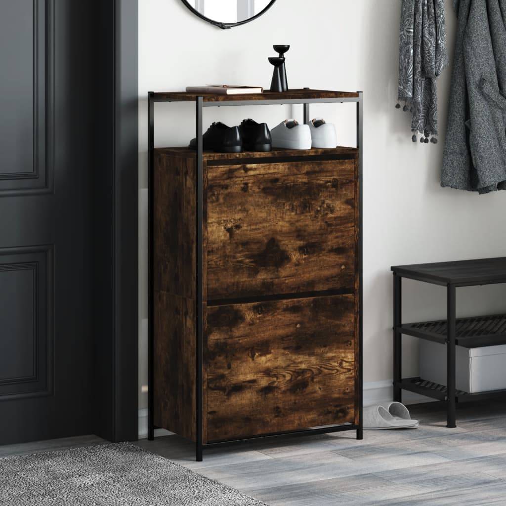 vidaXL Schuhschrank Räuchereiche 60x34x112 cm Holzwerkstoff