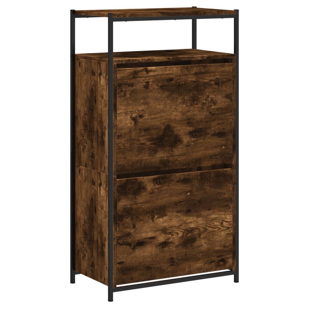 vidaXL Schuhschrank Räuchereiche 60x34x112 cm Holzwerkstoff