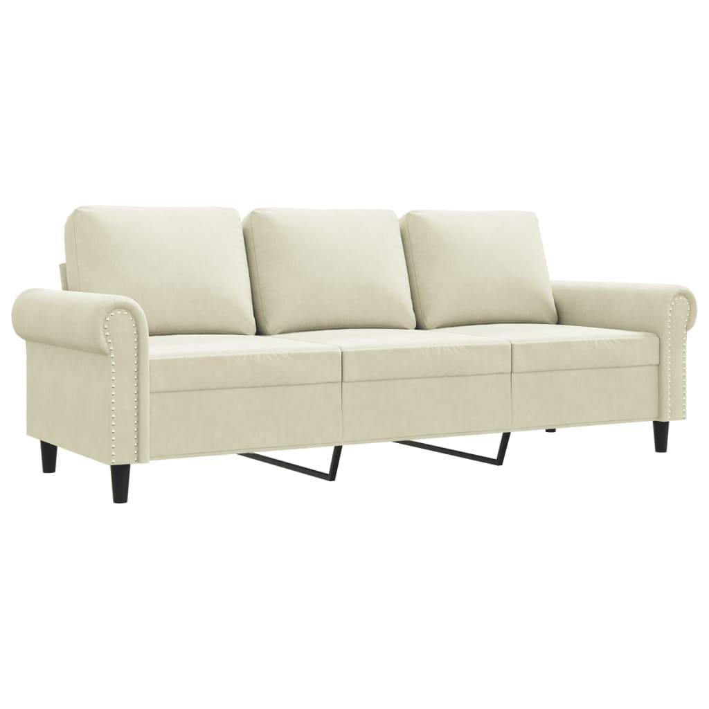 vidaXL 3-Sitzer-Sofa Creme 180 cm Samt
