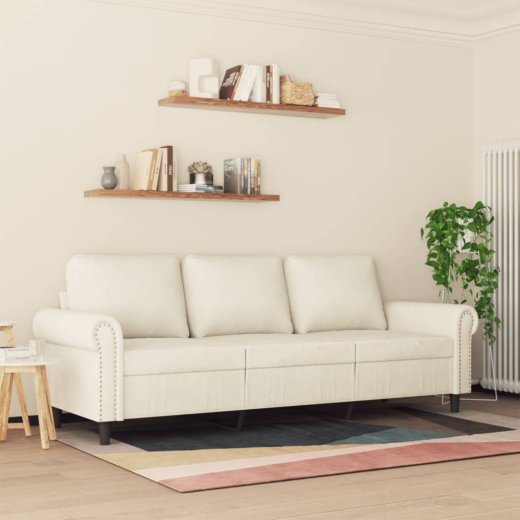 vidaXL 3-Sitzer-Sofa Creme 180 cm Samt