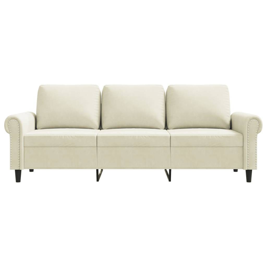 vidaXL 3-Sitzer-Sofa Creme 180 cm Samt