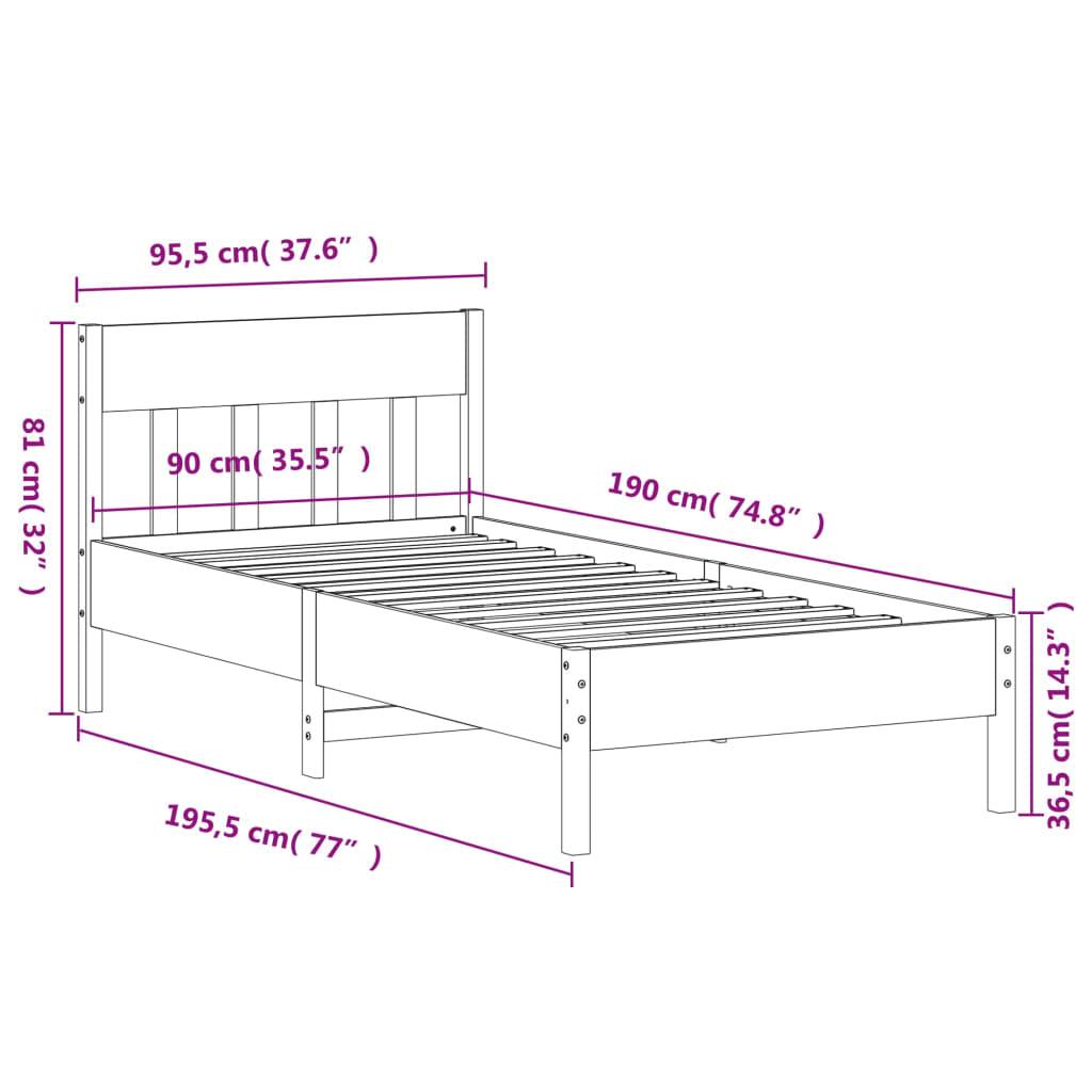 vidaXL Massivholzbett ohne Matratze 90x190 cm Kiefernholz