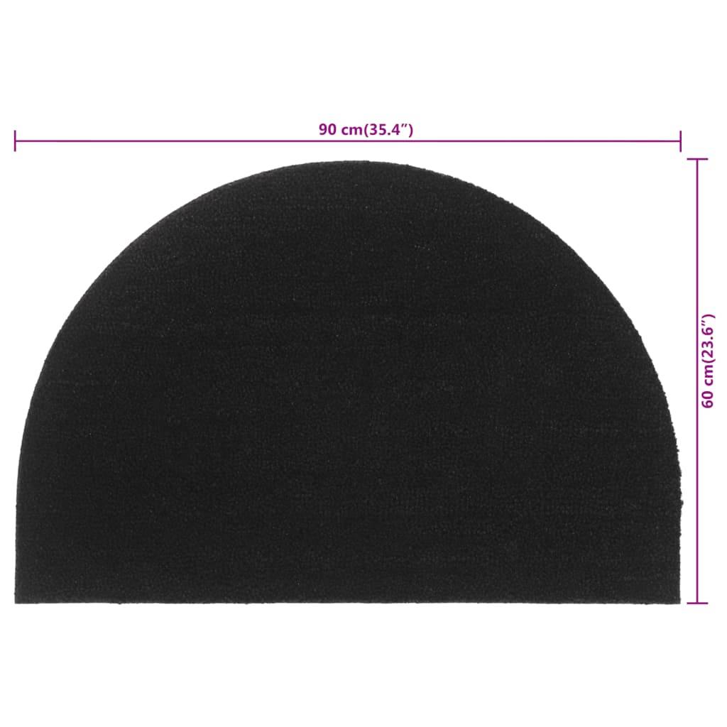 vidaXL Fußmatte Schwarz Halbrund 60x90 cm Kokosfaser Getuftet