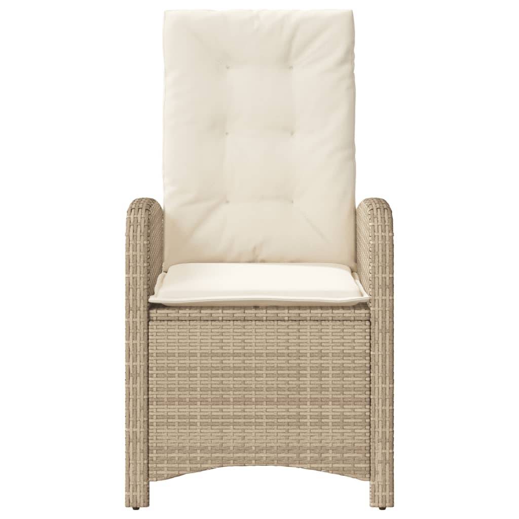 vidaXL Gartensessel mit Kissen Verstellbar Beige Poly Rattan