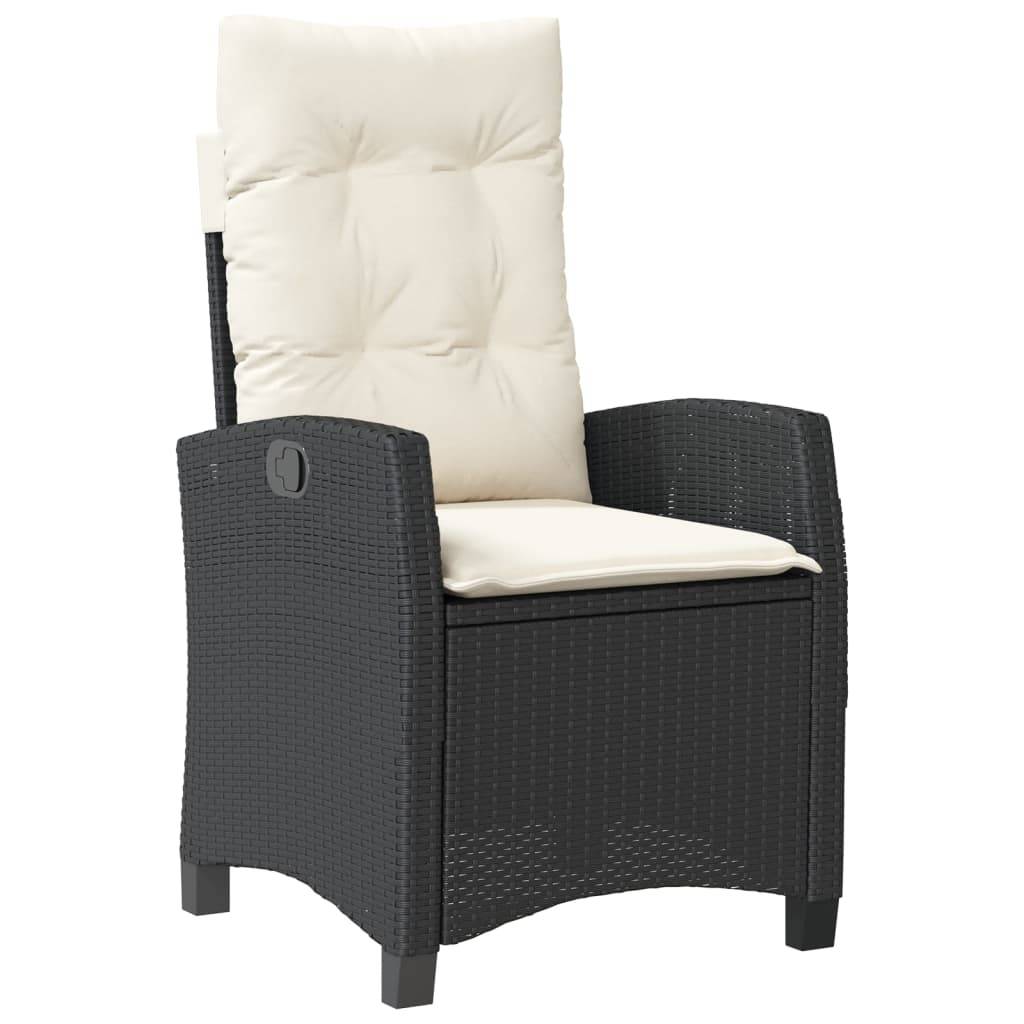 vidaXL 3-tlg. Garten-Essgruppe mit Kissen Schwarz Poly Rattan