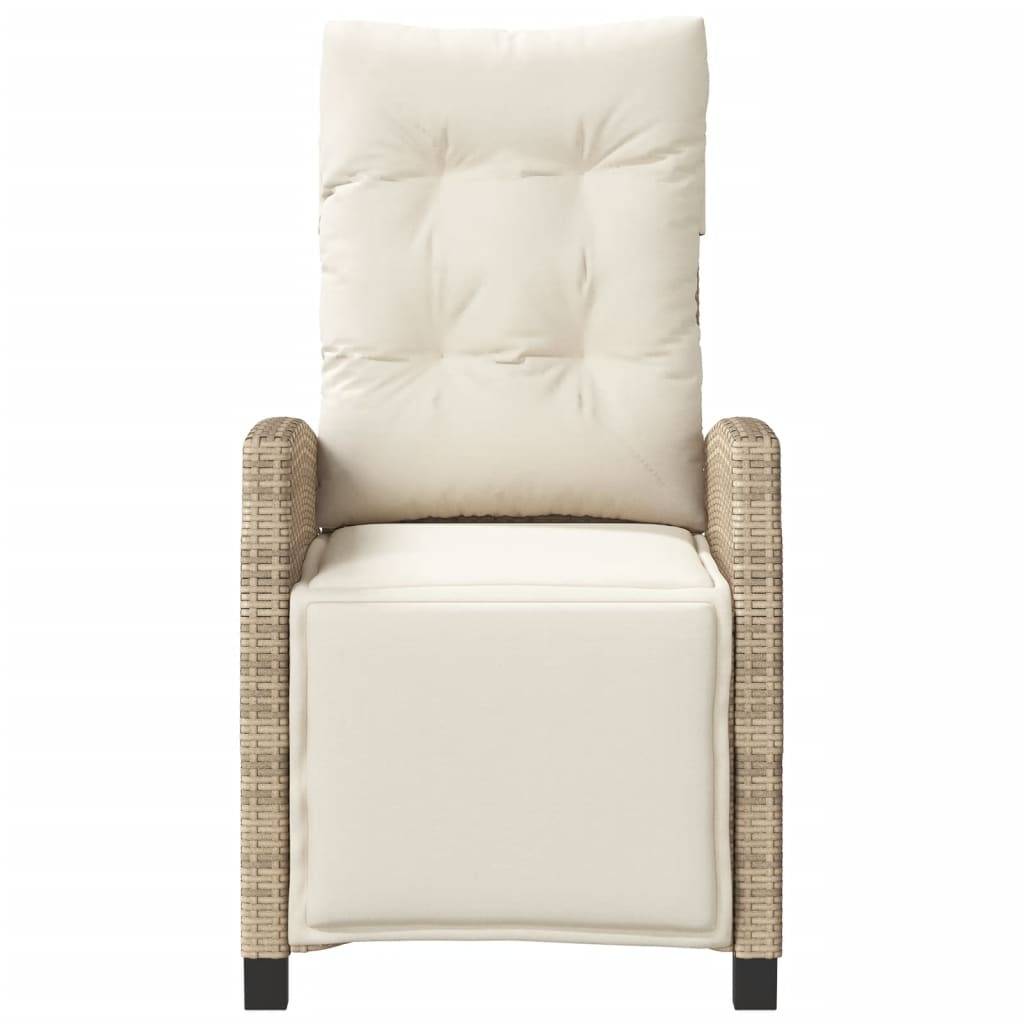vidaXL Gartensessel mit Fußteil Verstellbar Beige Poly Rattan
