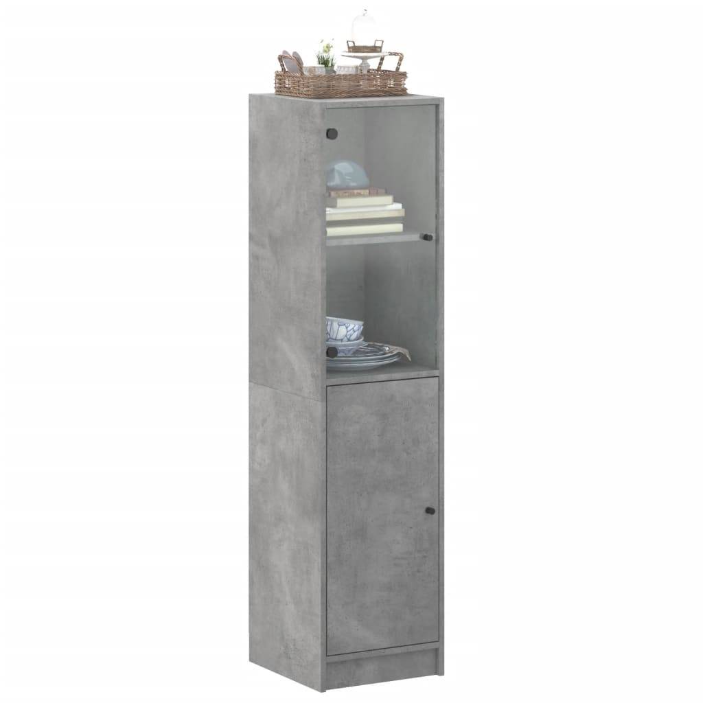 vidaXL Highboard mit Glastür Betongrau 35x37x142 cm