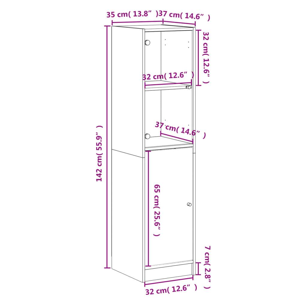 vidaXL Highboard mit Glastür Betongrau 35x37x142 cm