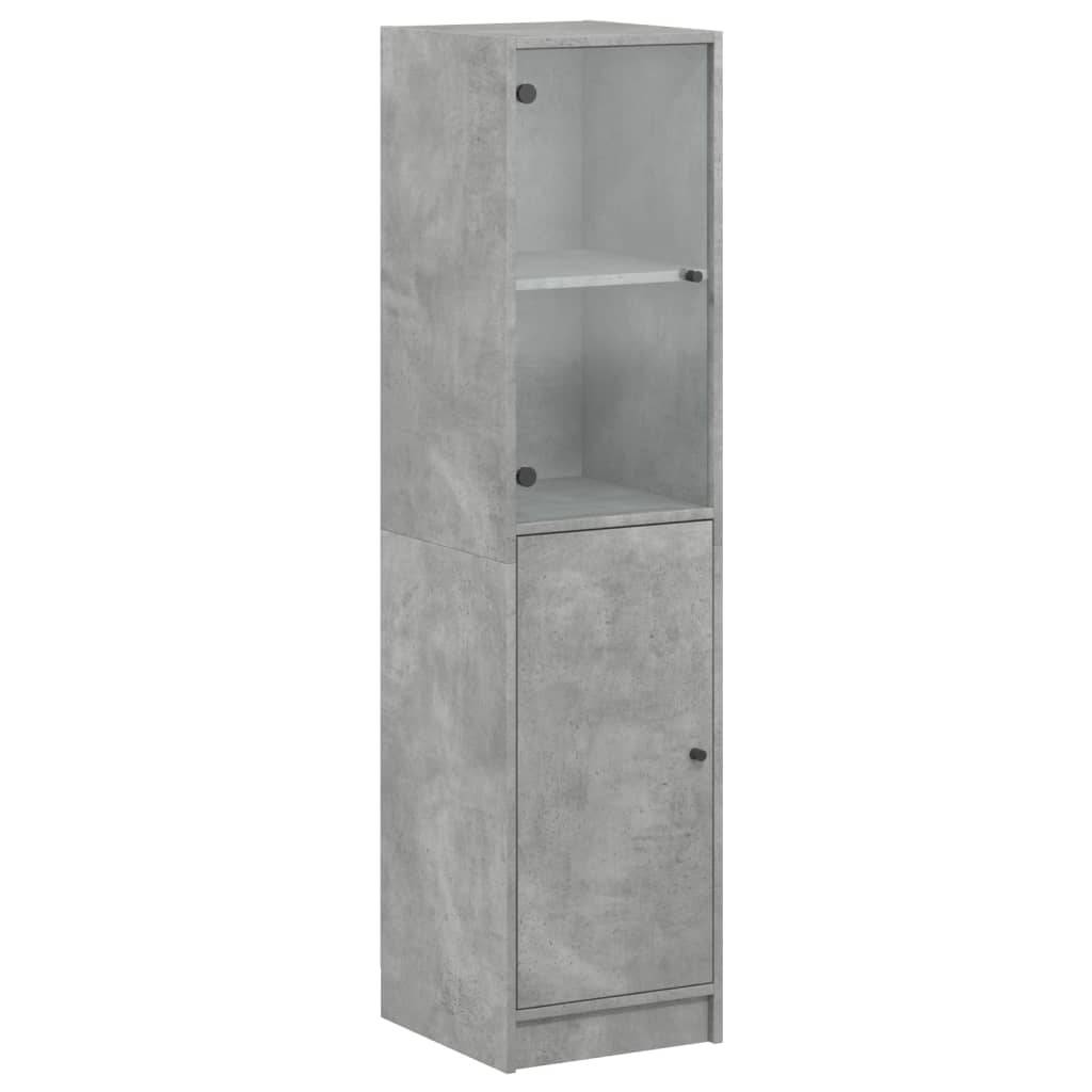 vidaXL Highboard mit Glastür Betongrau 35x37x142 cm