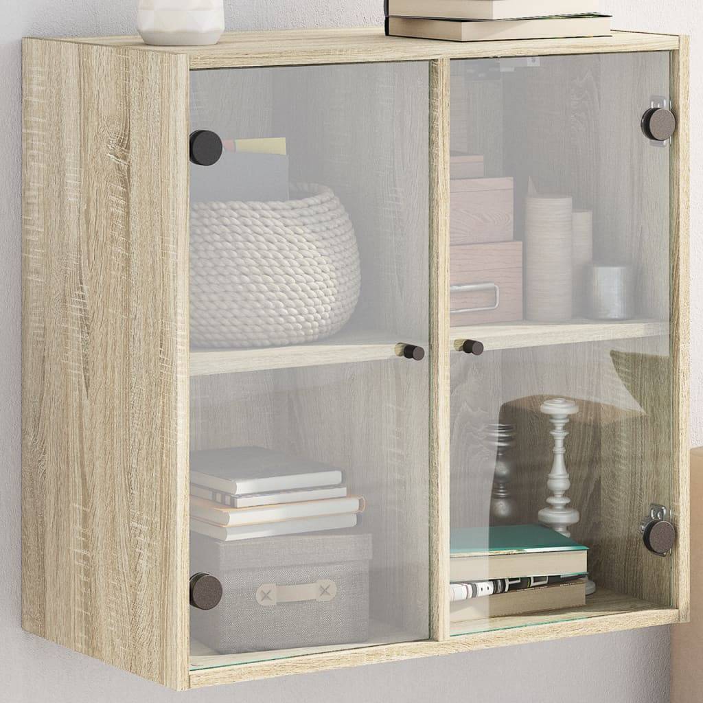 vidaXL Wandschrank mit Glastüren Sonoma-Eiche 68x37x68,5 cm