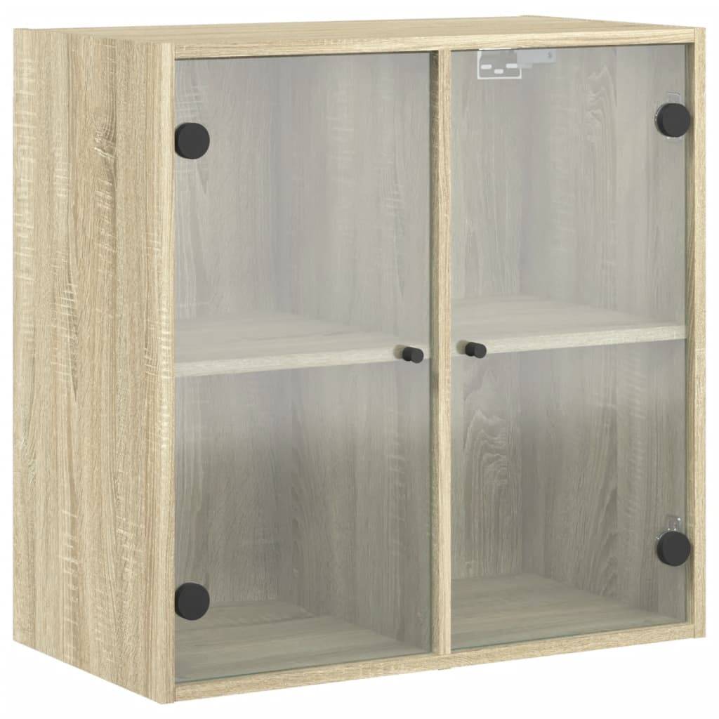 vidaXL Wandschrank mit Glastüren Sonoma-Eiche 68x37x68,5 cm