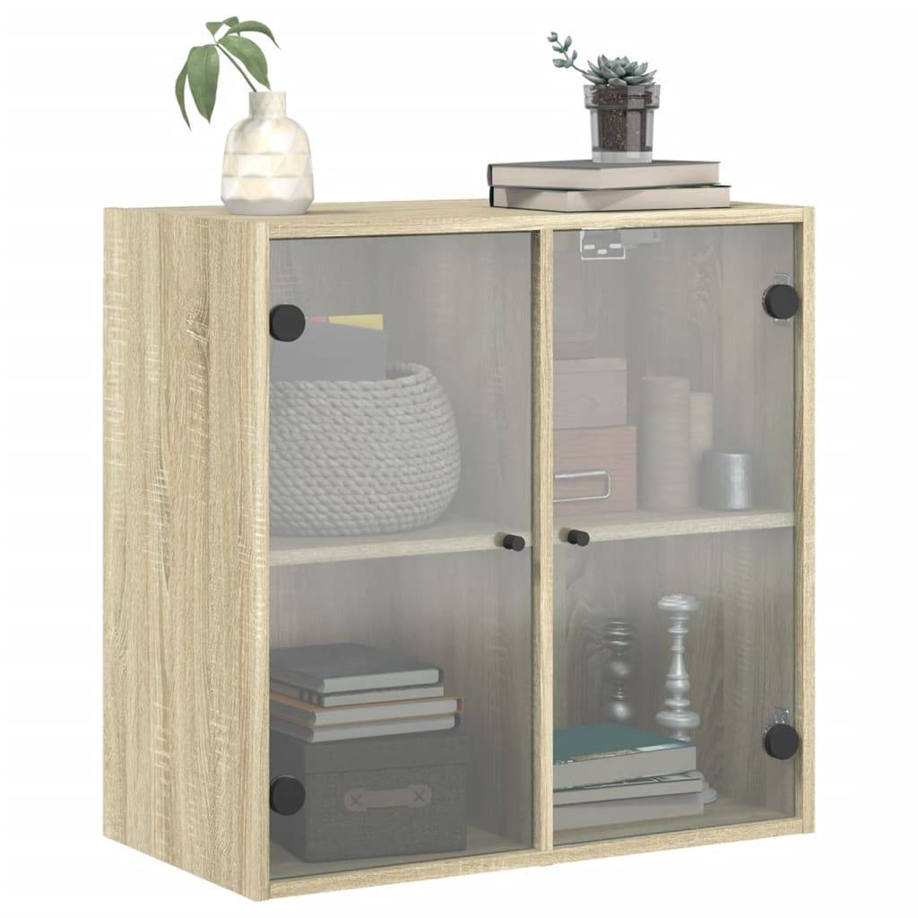 vidaXL Wandschrank mit Glastüren Sonoma-Eiche 68x37x68,5 cm