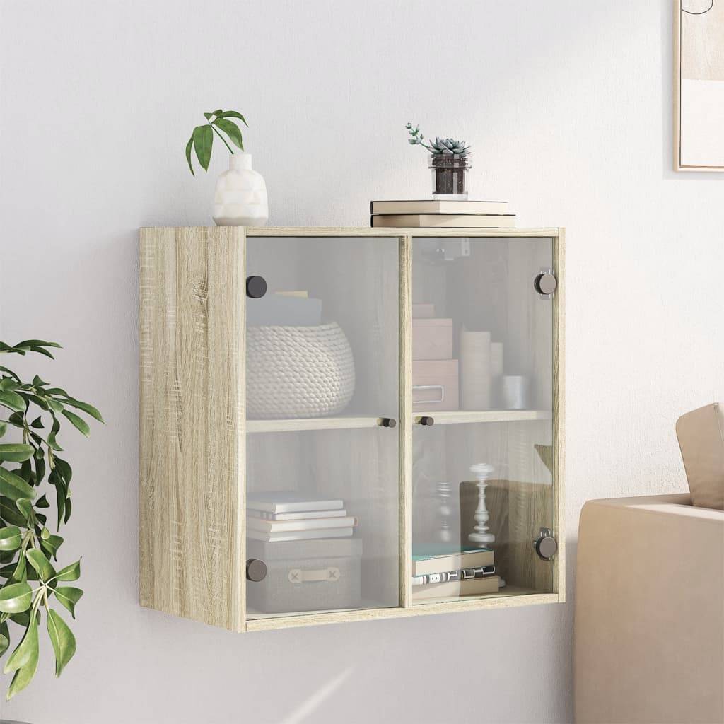 vidaXL Wandschrank mit Glastüren Sonoma-Eiche 68x37x68,5 cm