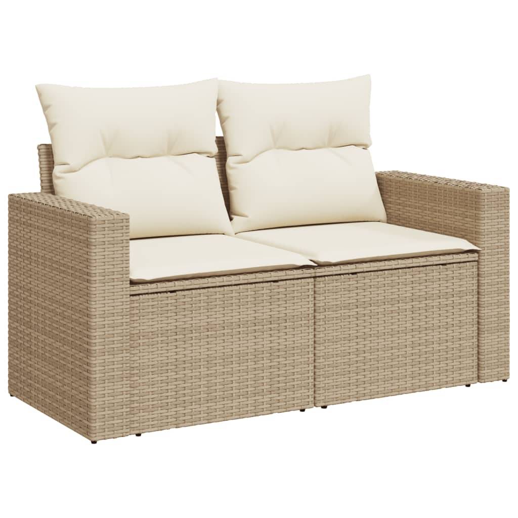 vidaXL 12-tlg. Garten-Sofagarnitur mit Kissen Beige Poly Rattan