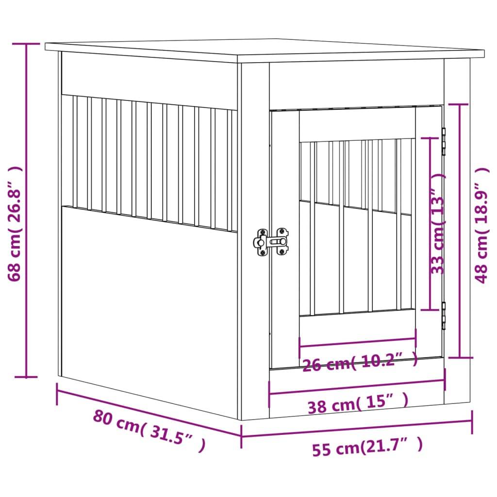 vidaXL Hundekäfig im Möbelstil Betongrau 55x80x68 cm Holzwerkstoff