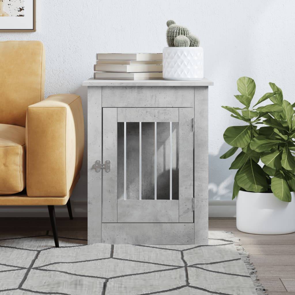 vidaXL Hundekäfig im Möbelstil Betongrau 55x80x68 cm Holzwerkstoff