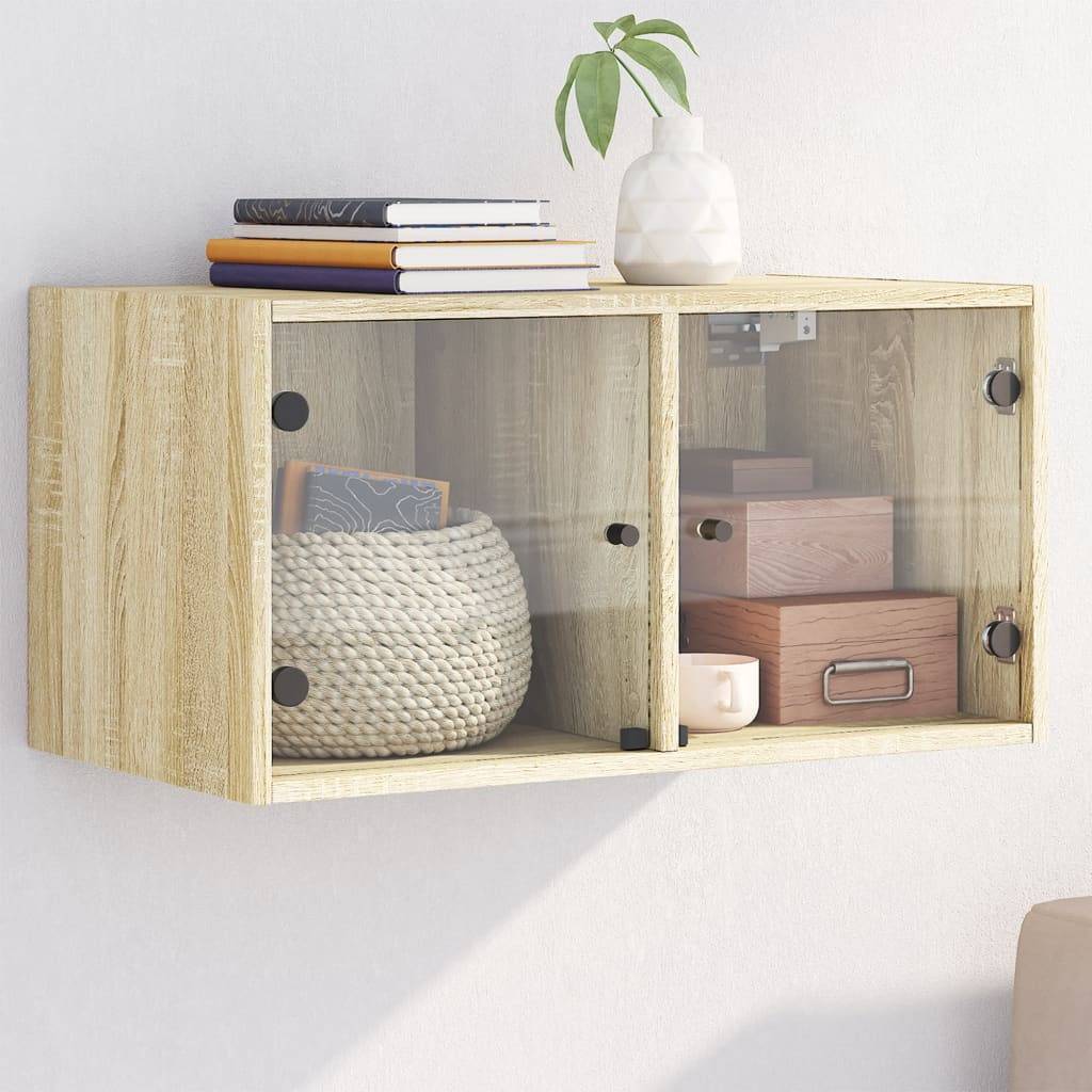 vidaXL Wandschrank mit Glastüren Sonoma-Eiche 68,5x37x35 cm